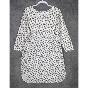 Sunday Brunch Floral Nightgown Womens M/L Ribbed VTG USA Made Midi Cottagecore